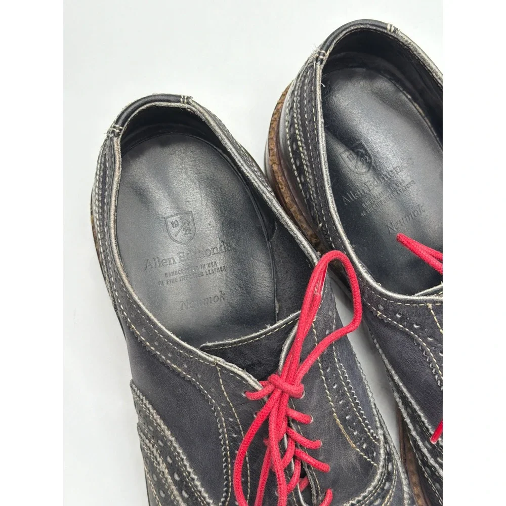 Mens Black Leather Wingtip Oxfords‎ Allen Edmonds Neumok size 9 Contrast Stitch